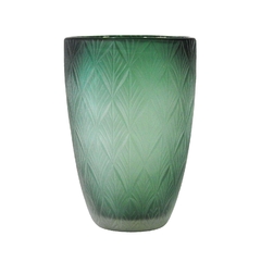 Vaso Decorativo Cristal Verde Lapidado Fino Acabamento na internet
