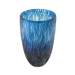 Vaso Decorativo Menor Cristal Azul Nature Alta Decoração