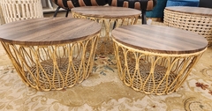 Mesas Auxiliares Redondas Rattan Design Em Laços Fino Acabam - comprar online