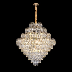 Lustre Moderno Cristais e Bronze Design Losango Fino Acabamento