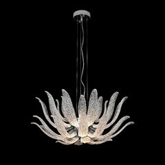 Lustre Moderno Formato Pétalas Cristal Jateado