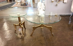 Conjunto Mesas Metal Dourado Redonda Cabriolé Tampo Vidro Lu - comprar online