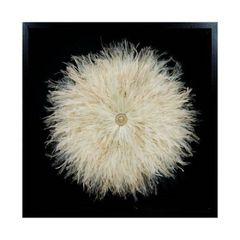 Quadro Decorativo Moderno Design Plumas Redonda Moldura Preta