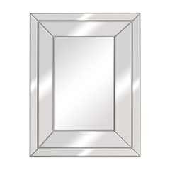 Espelho Cristal Menor Moldura Tripla Prateado Design Moderno - comprar online