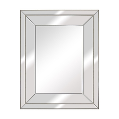 Espelho Cristal Maior Moldura Tripla Prateado Design Moderno - comprar online