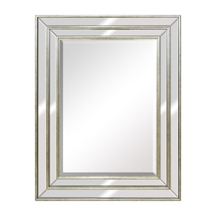 Espelho Moderno Maior Moldura Tripla Prateado Design Cristal - comprar online