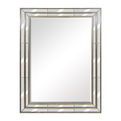 Espelho Moderno Maior Cristal Moldura Tripla Prata - comprar online