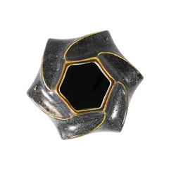 Vaso Porcelana Menor Cinza Mescla Fios Ouro Prensado - comprar online