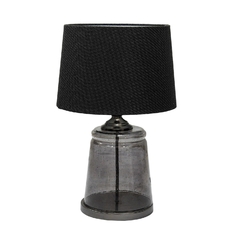 Abajur Cristal Fumê Com Metal E Cupula Preta
