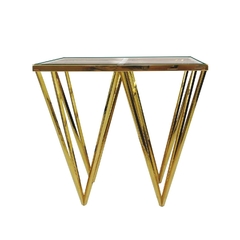Mesa Auxiliar Metal Dourado Quadrado Moderna na internet