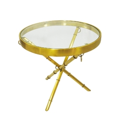Mesa Auxiliar Metal Dourado Design Bamboo
