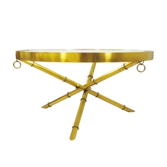 Mesa De Centro Metal Dourado T Vidro Design Bamboo na internet