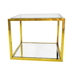 Mesa Lateral Quadrado Metal Dourado Tampo Vidro na internet