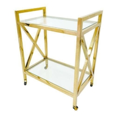 Movel Carrinho Bar Metal Dourado Moderno