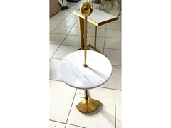 Mesa Auxiliar Moderno Metal Dourado T Marmorizado Alto Padrão na internet
