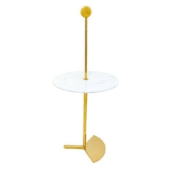 Mesa Auxiliar Moderno Metal Dourado T Marmorizado Alto Padrão