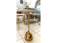 Mesa Auxiliar Metal Dourado T Marmorizado Redondo Alto Padrão - comprar online