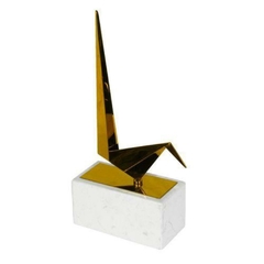 Escultura Enfeite Passaro Origami Base Alta Luxo