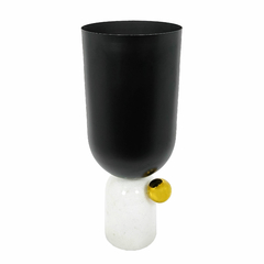 Escultura Decorativo Preto Esfera Dourada Design Abstrato Alto Padrão