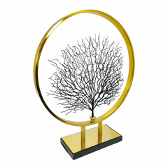 Escultura Decorativa Arvore Seca Design Metal Dourado Luxo