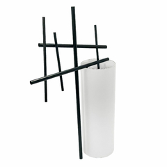 Escultura Moderna Traços Preto Design Cilindro Fino Acabamento