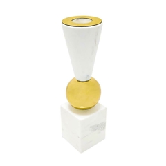Castiçal Decorativo Marmore e Metal Formas Geometricas Fino Acabamento