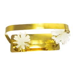 Enfeite Metal Dourado E Flor De Marmore Branco - comprar online