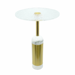 Mesa Lateral Redonda Metal Dourado Alta Decoração