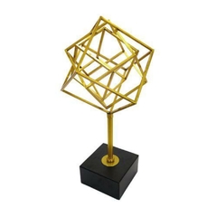 Escultura Cubos Abstratos Metal Dourado Menor Fino Design