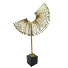 Escultura Decorativa Contemporaneo Desing Metal c Marmore Luxo
