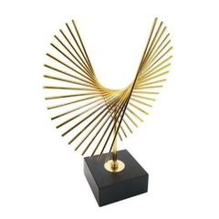 Escultura Enfeite Design Moderno Maior Metal Dourado com Base