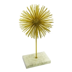 Escultura Ouriço Metal Dourado Base Mármore