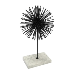 Escultura Ouriço Metal Preto Base Marmore Branco - comprar online