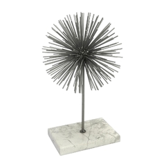 Escultura Ouriço Metal Cinza Com Base Marmore - comprar online