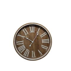 Relogio Decorativo Marrom Numeros Romanos Branco
