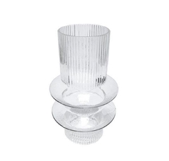 Vaso Cristal Incolor Relevos Formato Disco Fino Acabamento