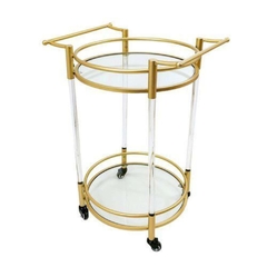 Carrinho De Chá Bar Redondo Metal Dourado Acrílico - comprar online