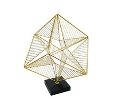 Escultura Decorativa Estrelado Metal Dourado Luxo