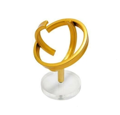 Escultura Menor Abstrato Metal dourado Base Acrilico Luxo