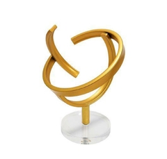 Escultura Maior Abstrato Metal dourado Base Acrilico Luxo
