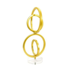 Escultura Decorativa Circulos Metal Dourado Base Cristal Impecavel
