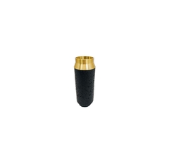 Vaso Redondo Maior Marmore Preto C Metal Dourado Luxo