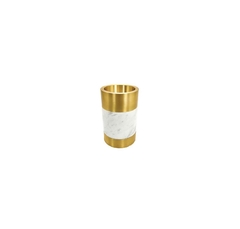 Vaso Menor Metal Dourado Base E Borda Marmore Luxo
