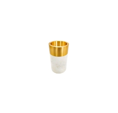 Vaso Maior Borda Metal Dourado Marmore Alta Decoração Luxo