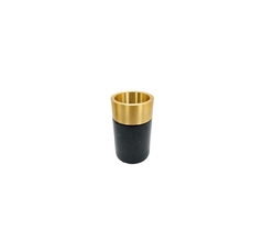 Vaso Medio Borda Metal Dourado E Marmore Preto Luxo