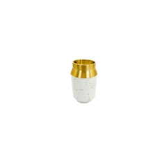 Vaso Menor Metal Dourado C Ceramica Texturizado Luxo