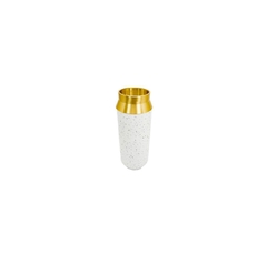 Vaso Maior Metal Dourado C Ceramica Texturizado Luxo