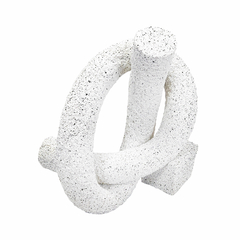 Escultura Decorativa Abstrato Nó Design Aspero Branco Impecavel