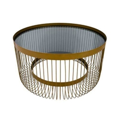Mesa de Centro Redonda Metal Aramado Design Moderno Circulo Central