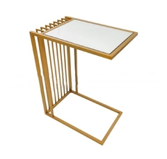 Mesa De Apoio Auxiliar Metal Dourado T Espelho Luxo